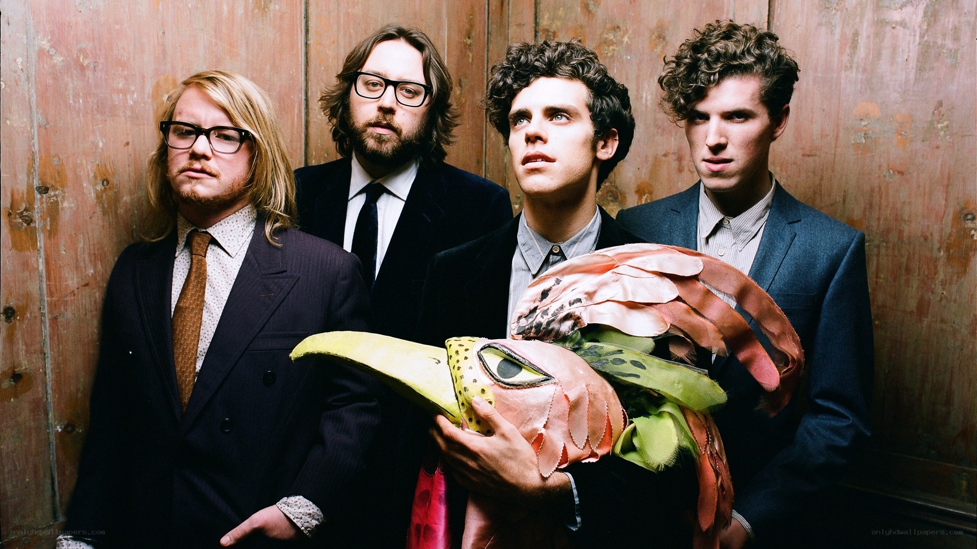 band with bird mask