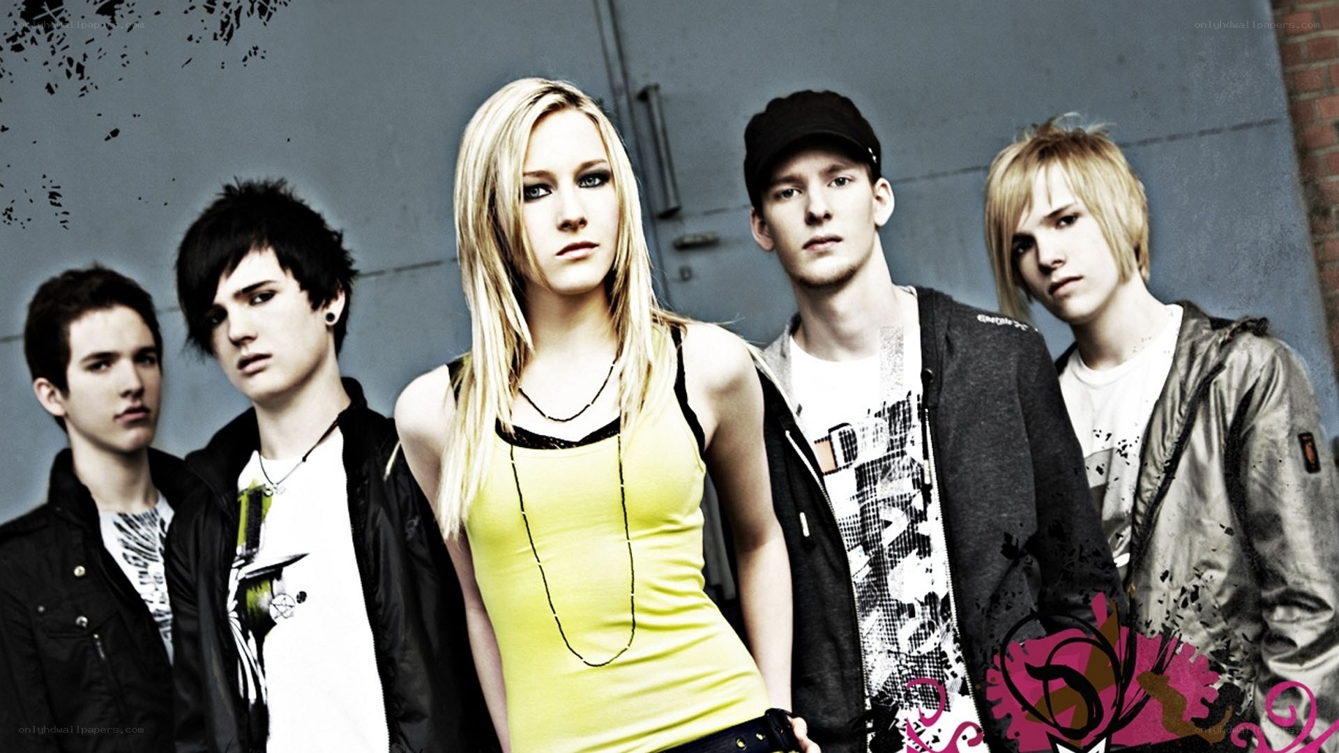 band with blonde woman