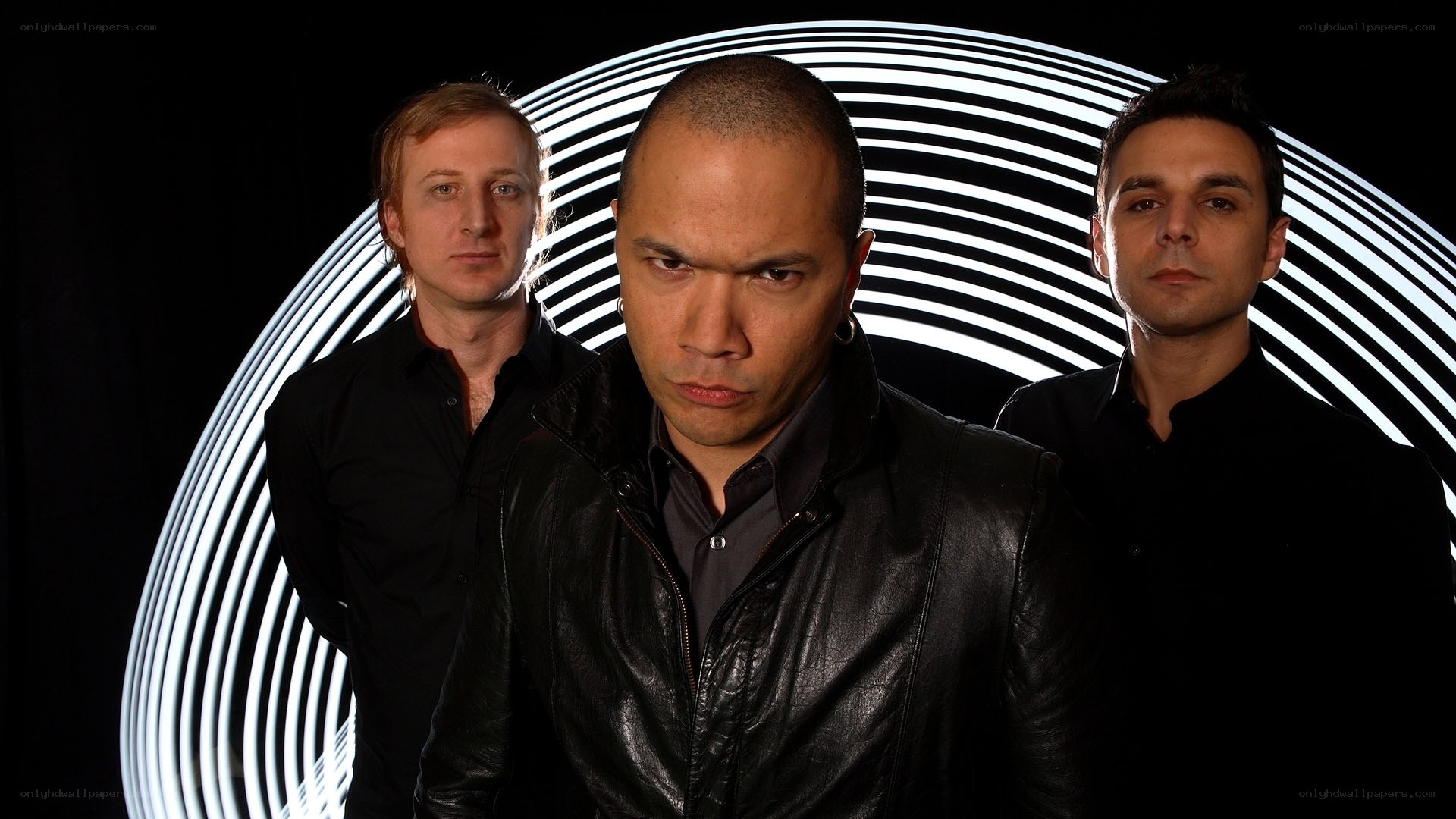 band with circular light background