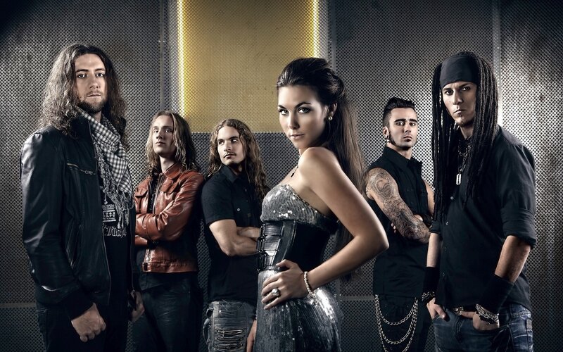 Band with Female Singer — Black, Dramatic, Photograph, Woman, Men