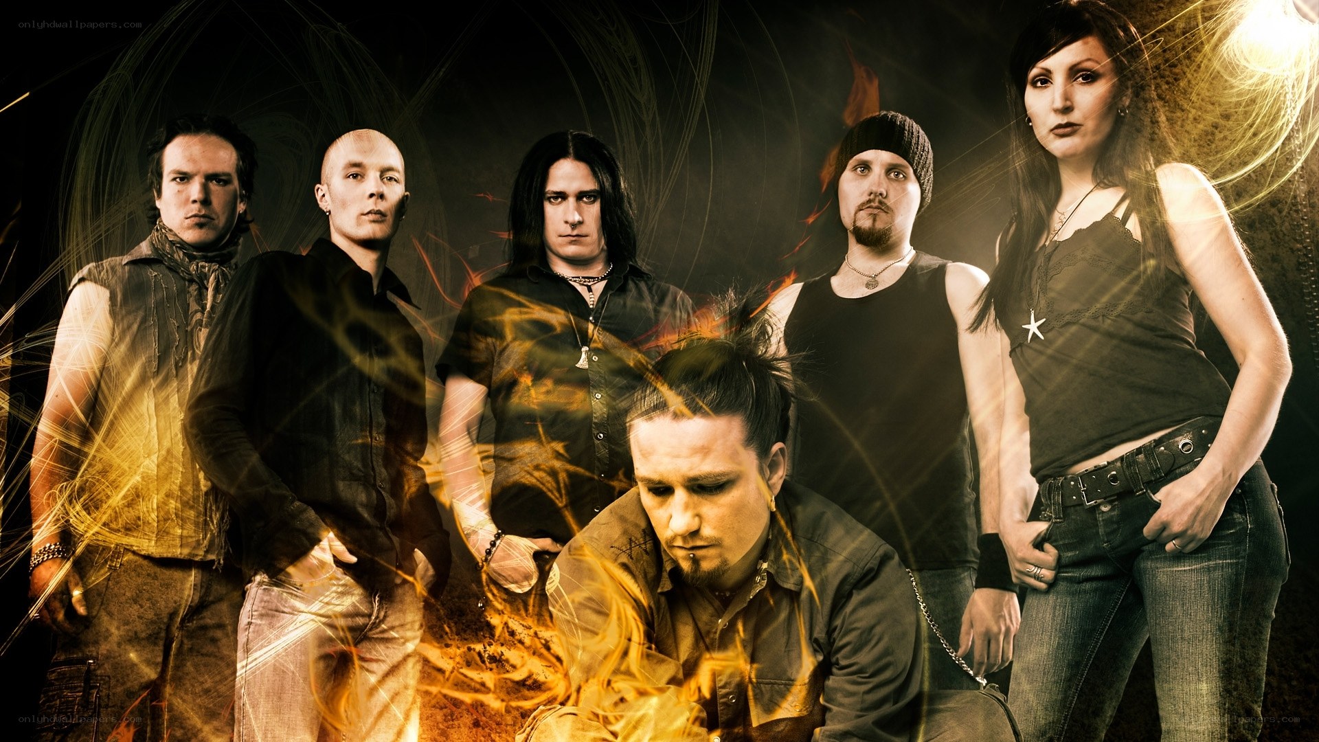 band with fiery effects