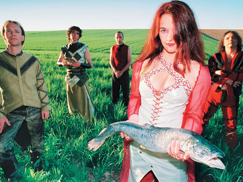 Band with fish in field