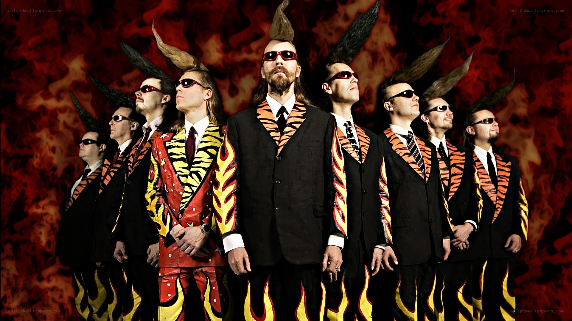 band with flame suits