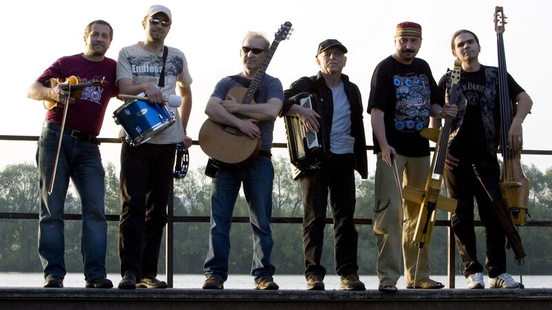 band with instruments on dock