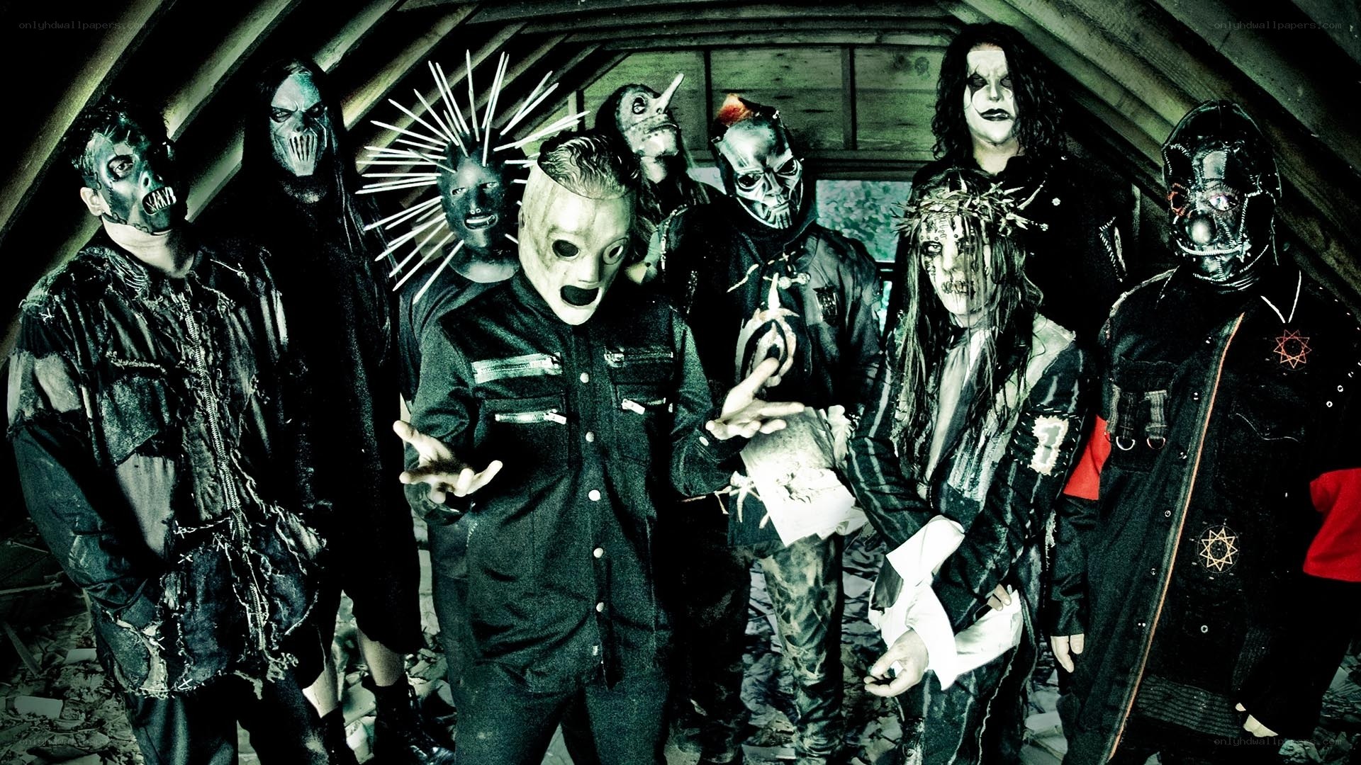 band with masks and costumes