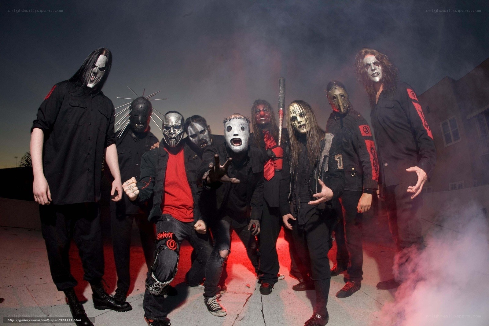 band with masks and smoke