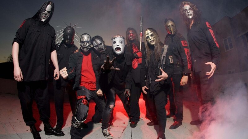 band with masks and stage makeup