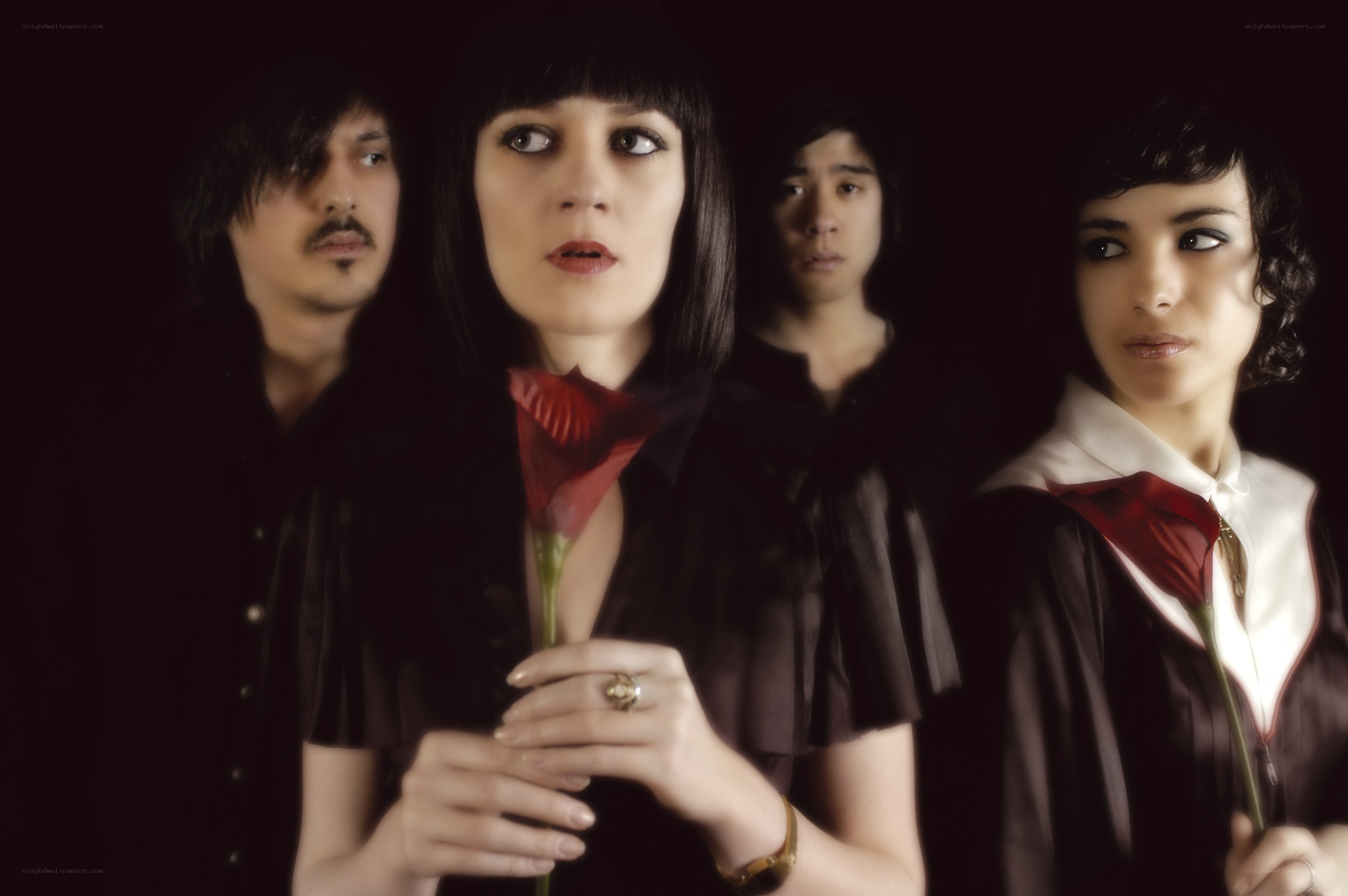 band with red flowers