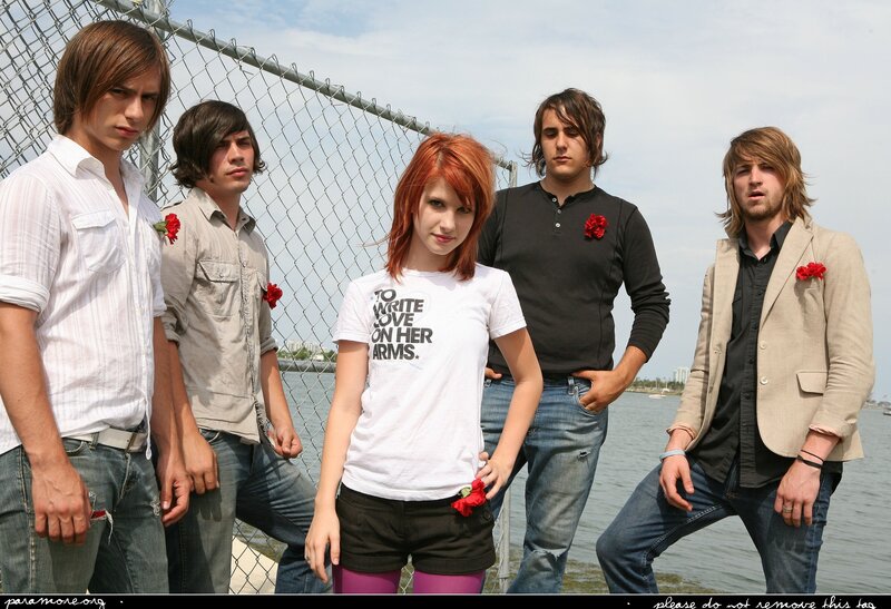 band with red flowers