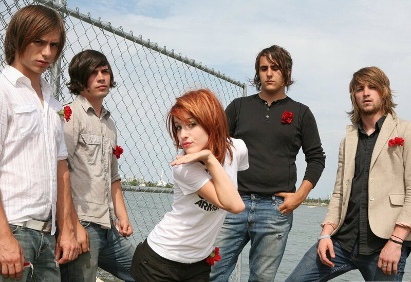 band with red flowers
