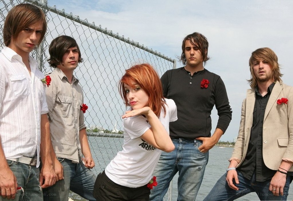 band with red flowers