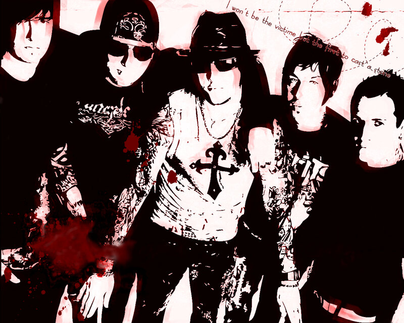 band with red splatter art