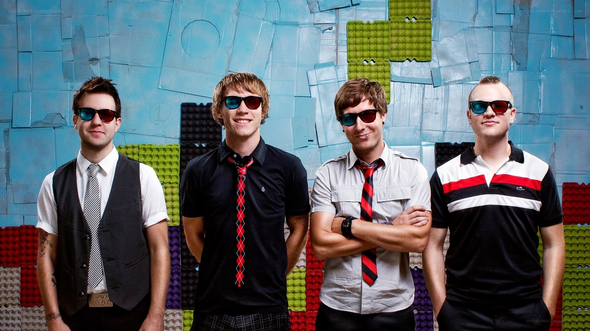 band with sunglasses and ties