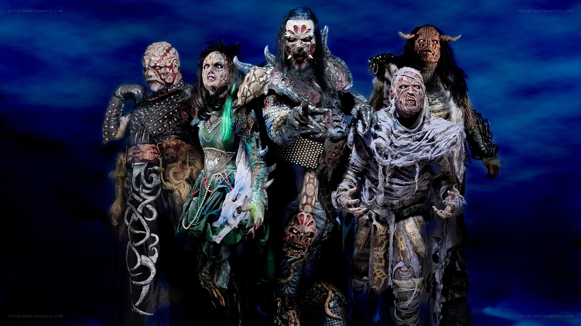 band with theatrical makeup and costumes