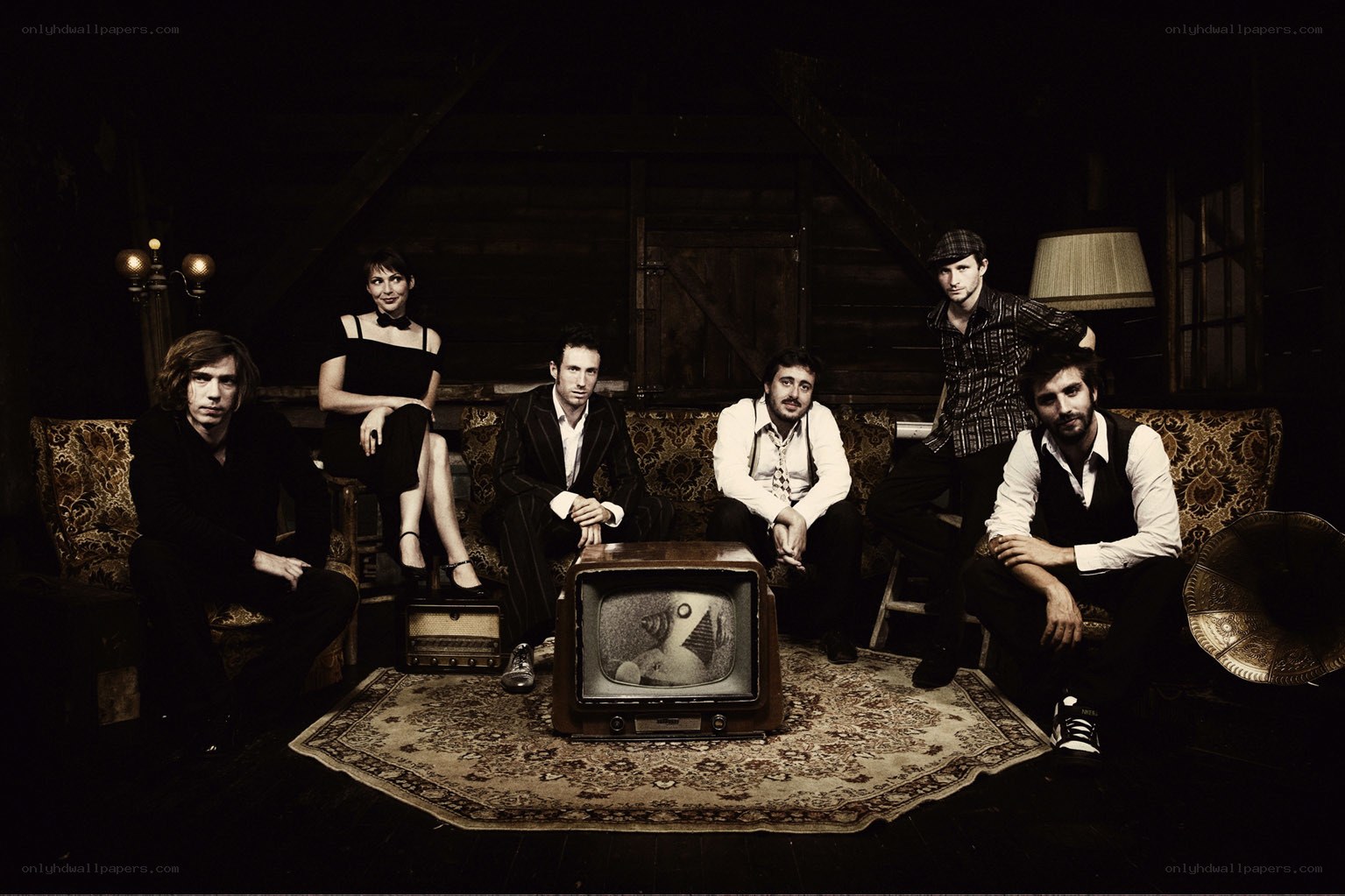 band with vintage TV