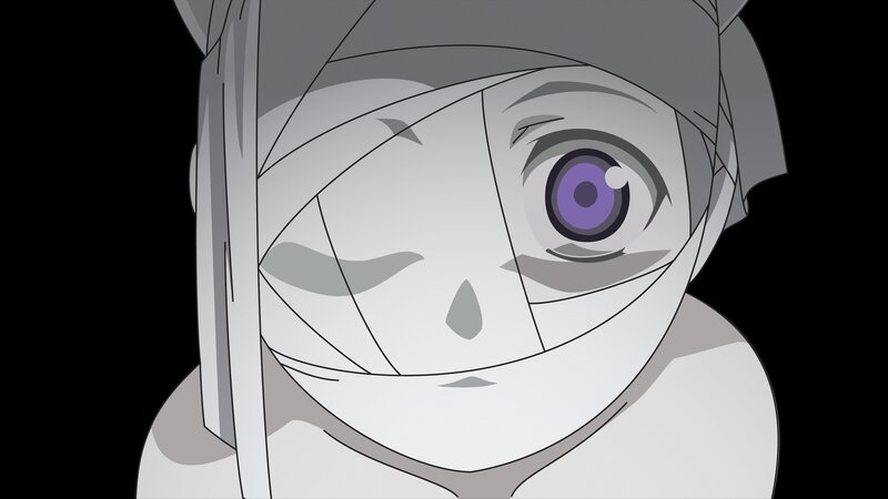 bandaged anime character close-up