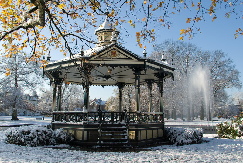 Bandstand in Snow — White, Serene