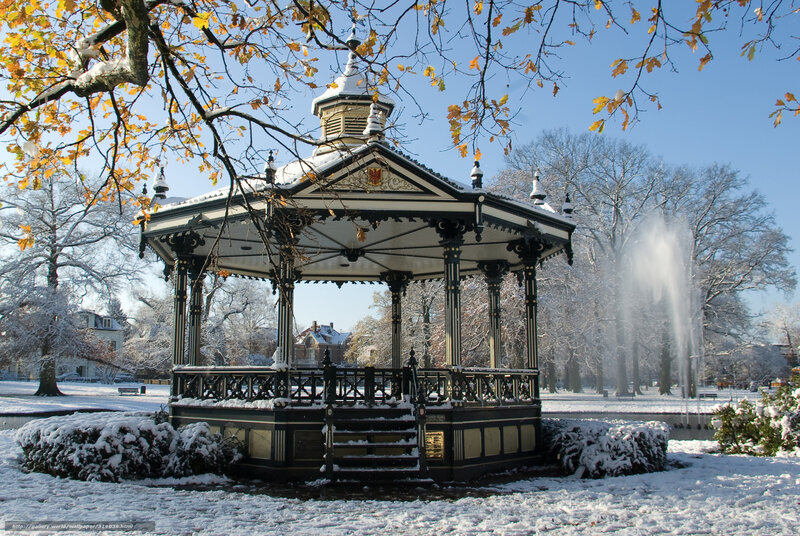 Bandstand in Snow — White, Serene, Winter