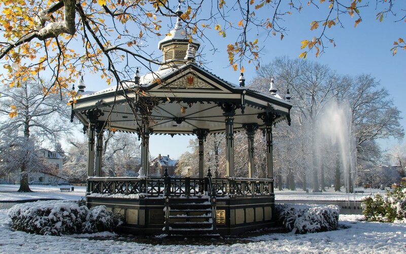 Bandstand in Snow — White