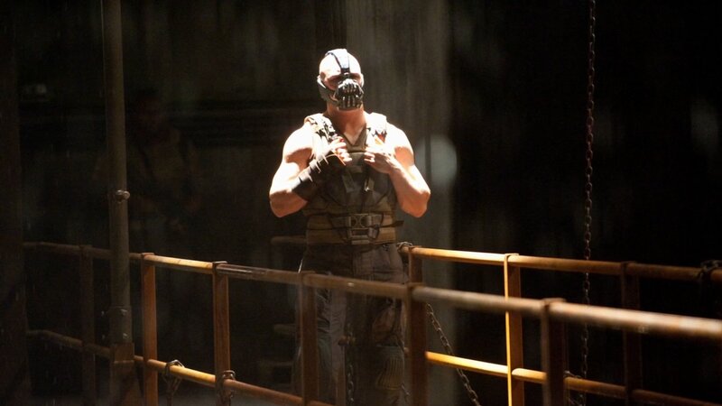 Bane in a dark industrial setting