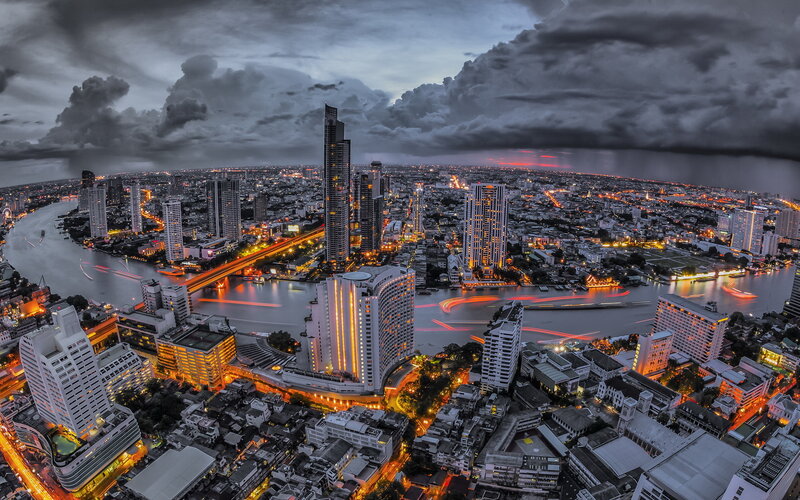 Bangkok Cityscape at Dusk — Gray
