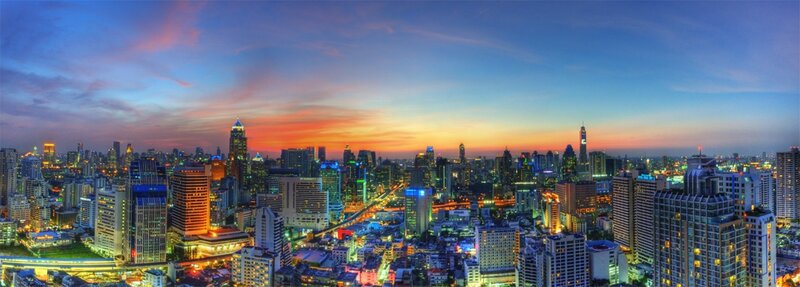 Bangkok skyline at dusk