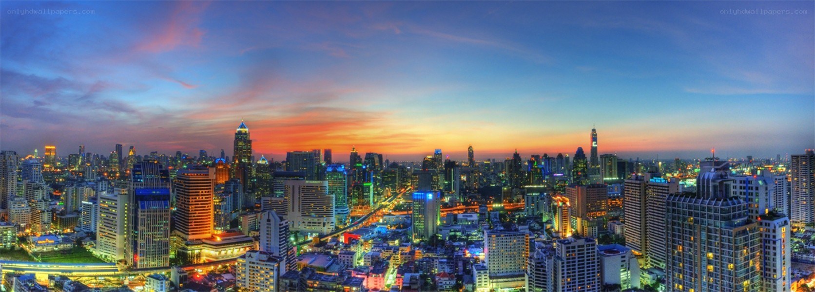 Bangkok skyline at dusk