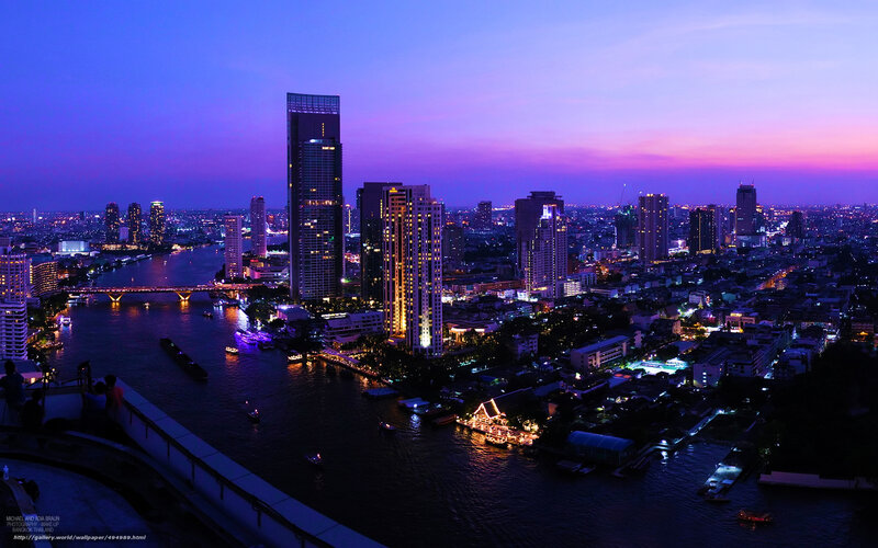 Bangkok Skyline at Dusk — Purple