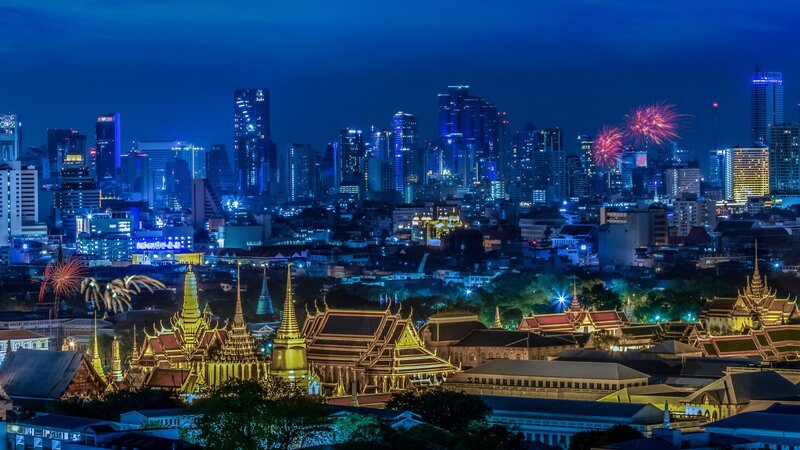 Bangkok Skyline at Night — Blue