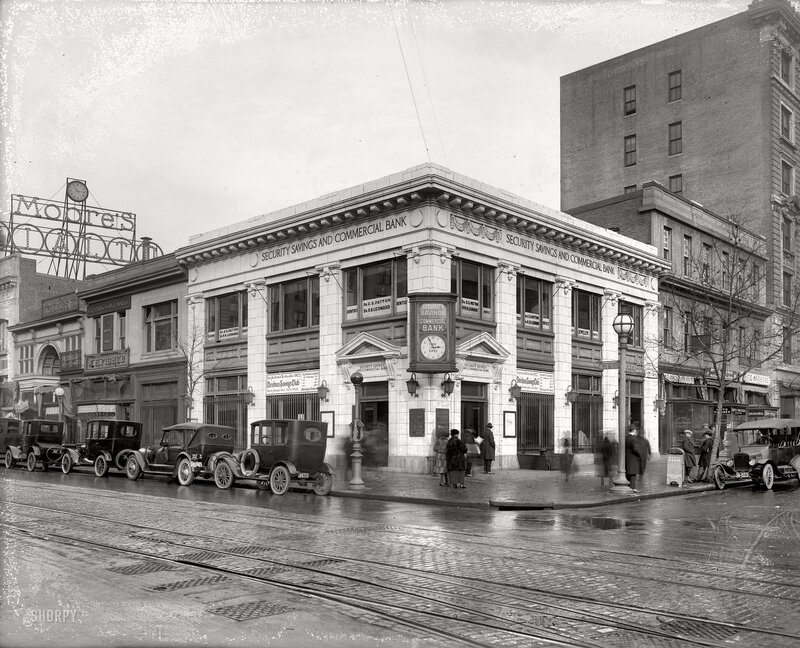 Bank on a city street corner