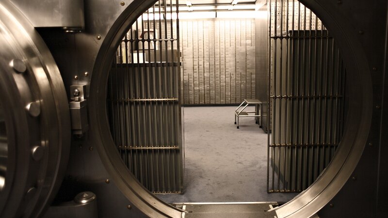 Bank vault interior view