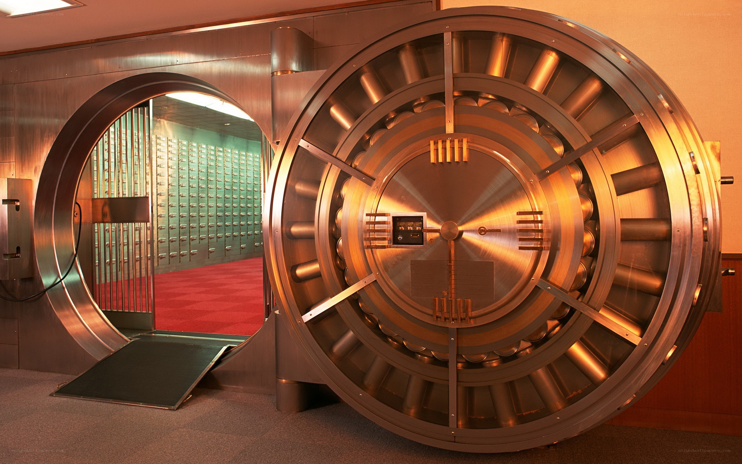 Bank vault with open door
