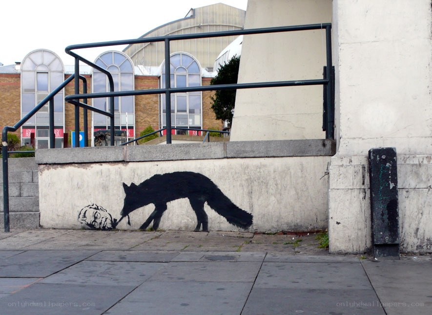 Banksy fox graffiti artwork