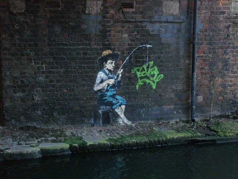 Banksy graffiti of fisherman