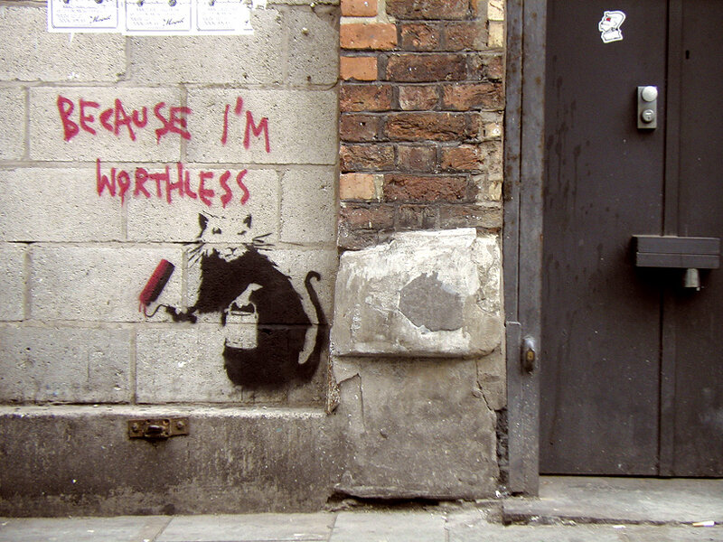 Banksy graffiti on a wall