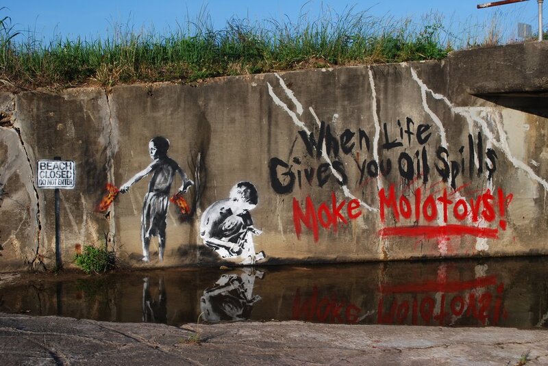 Banksy graffiti with Molotov quote
