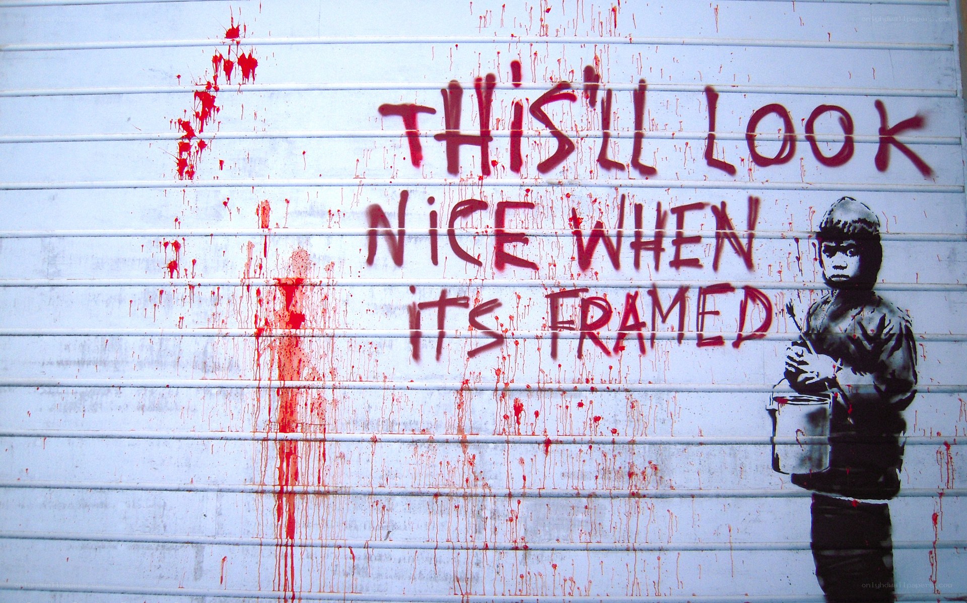 Banksy graffiti with text