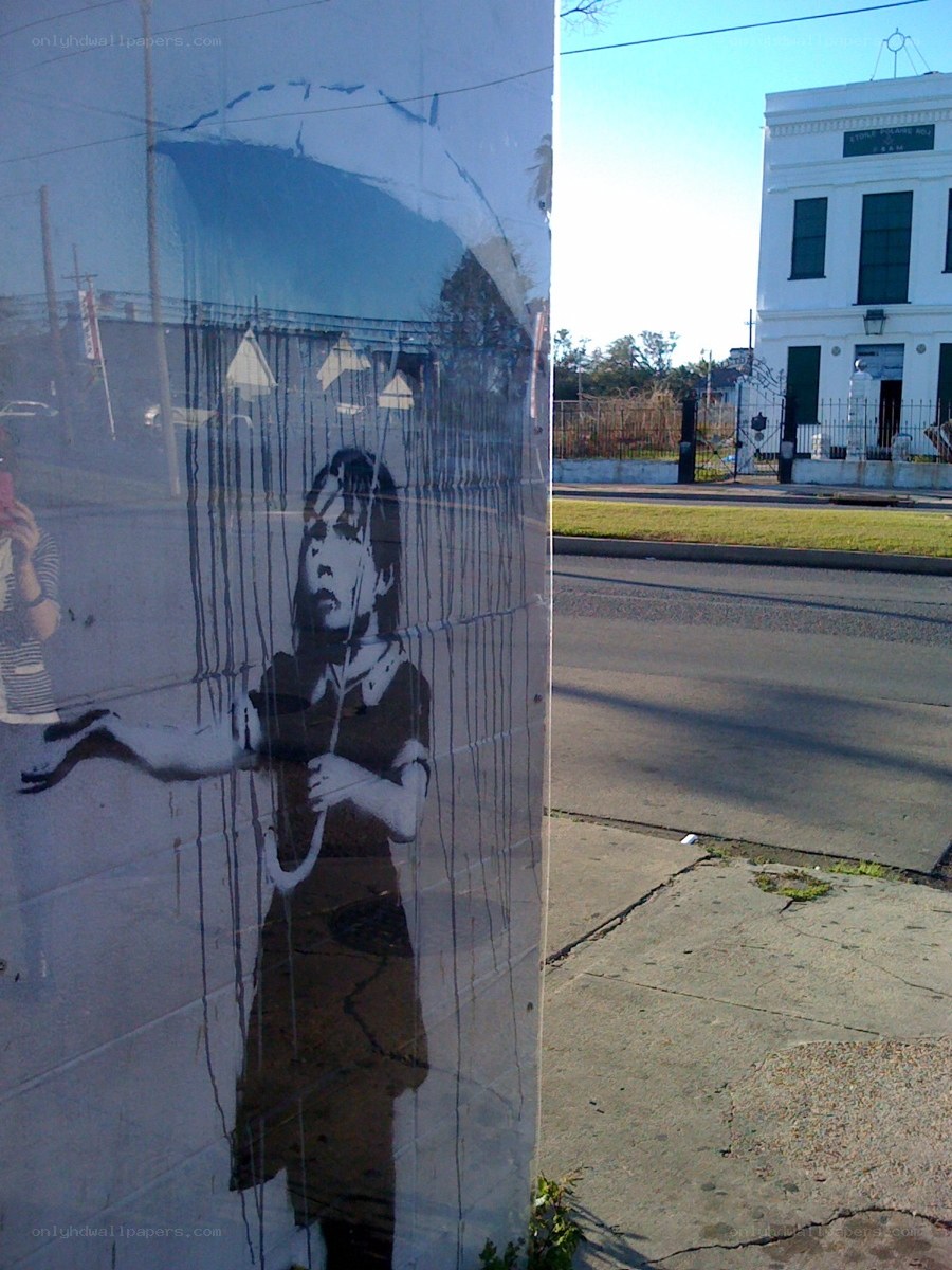 Banksy mural on a pole