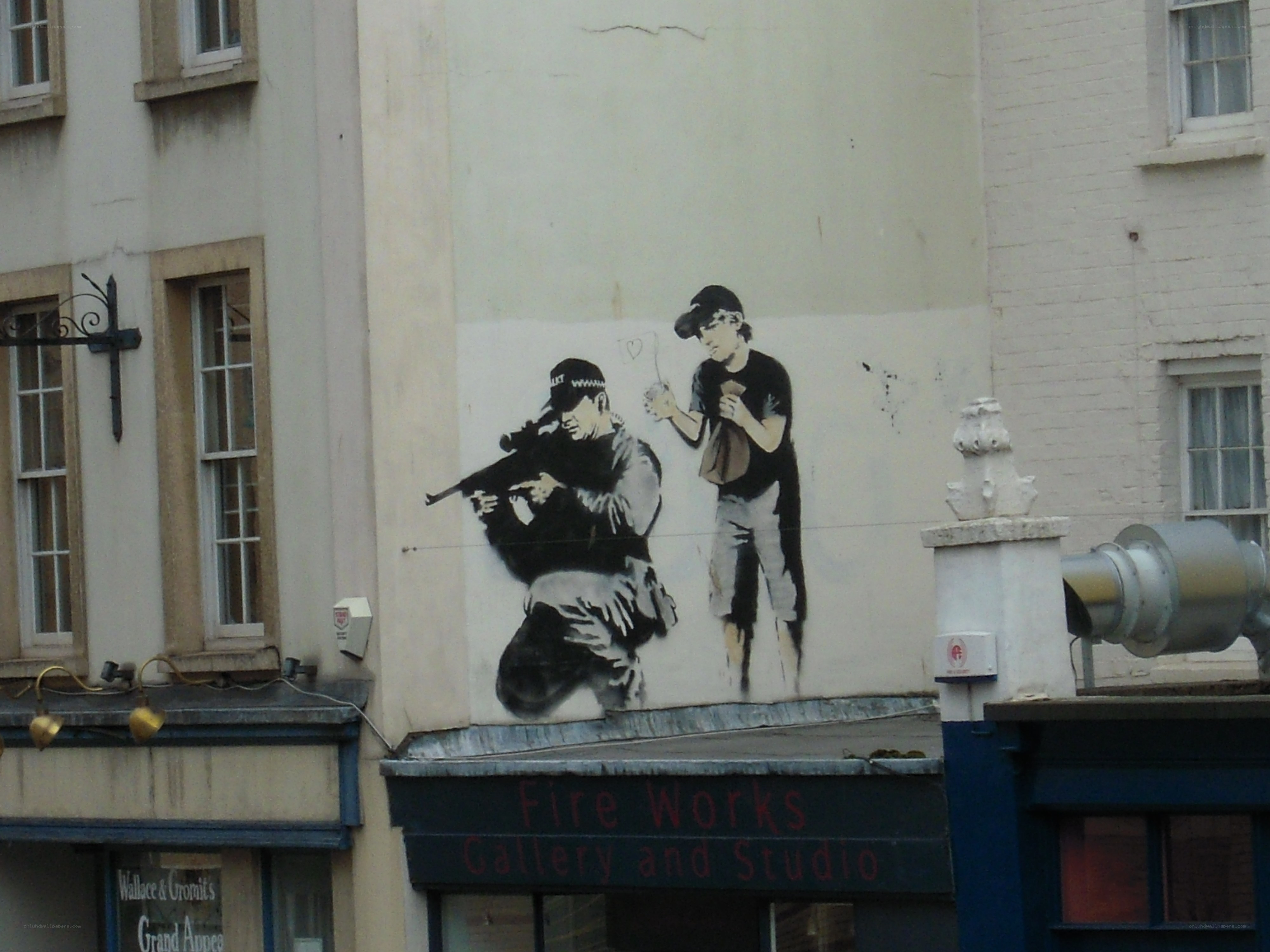 Banksy mural on building wall