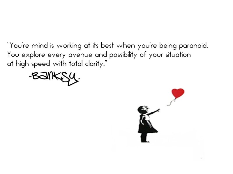 Banksy quote with girl and balloon