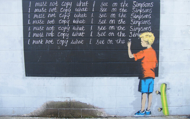Banksy's chalkboard boy