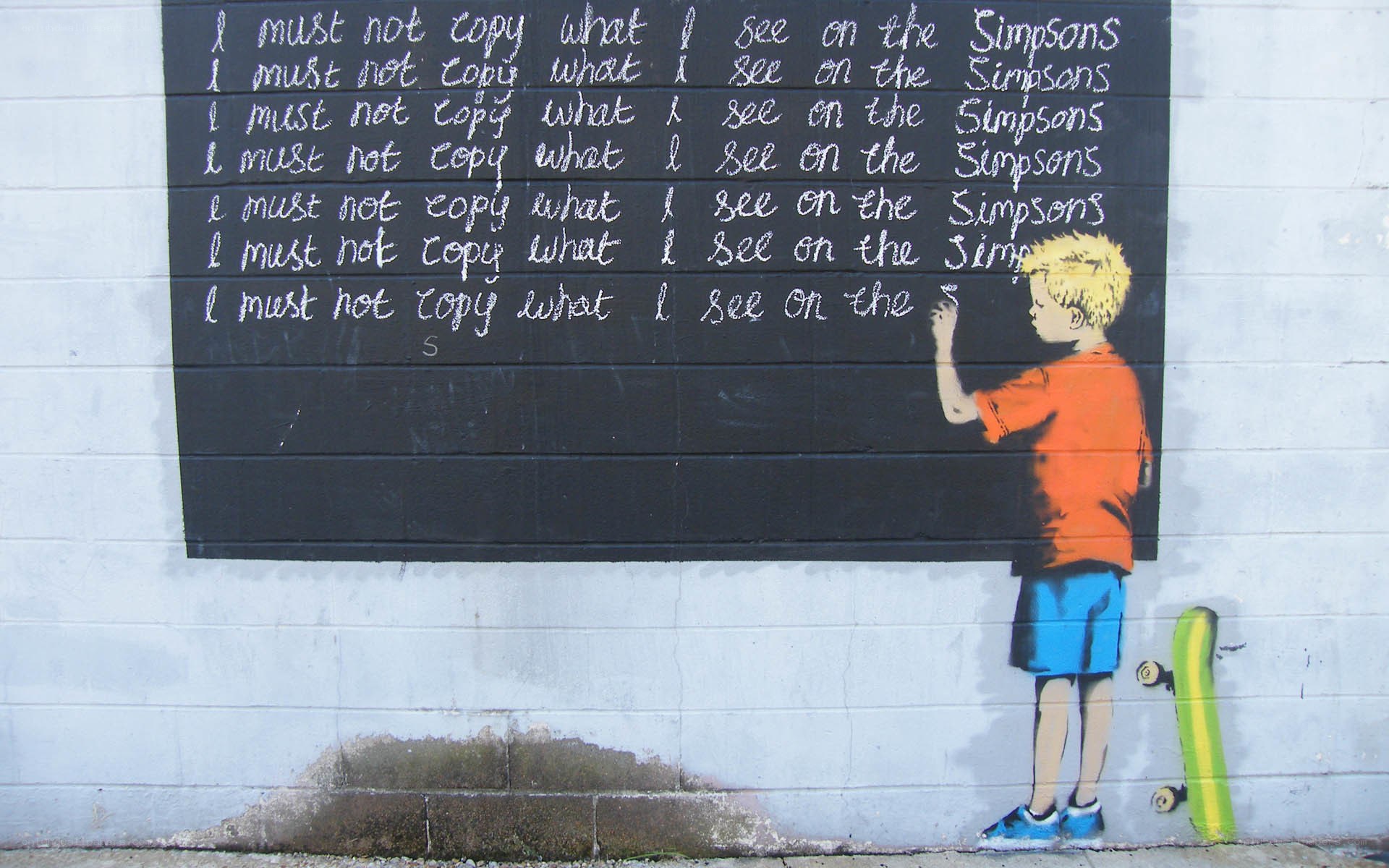 Banksy's chalkboard boy