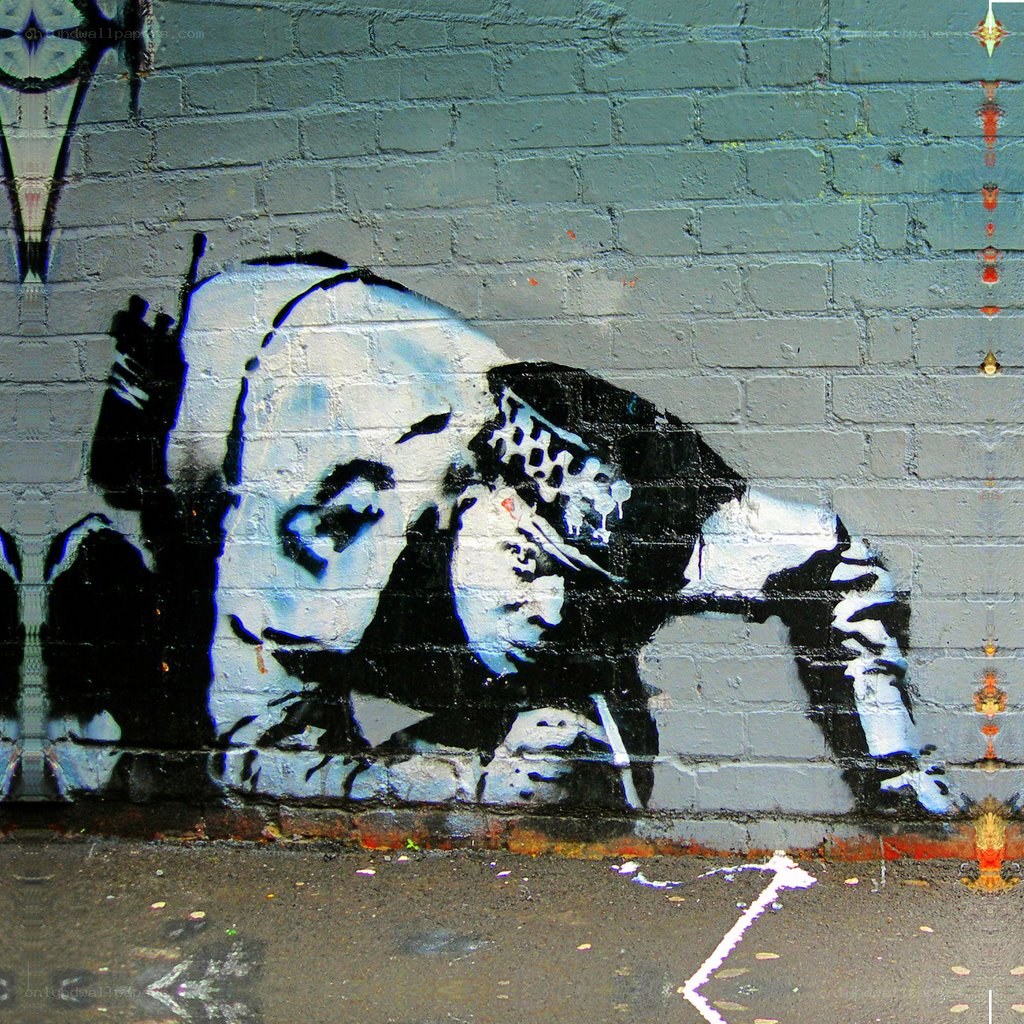 Banksy's 'Crouching Man' graffiti