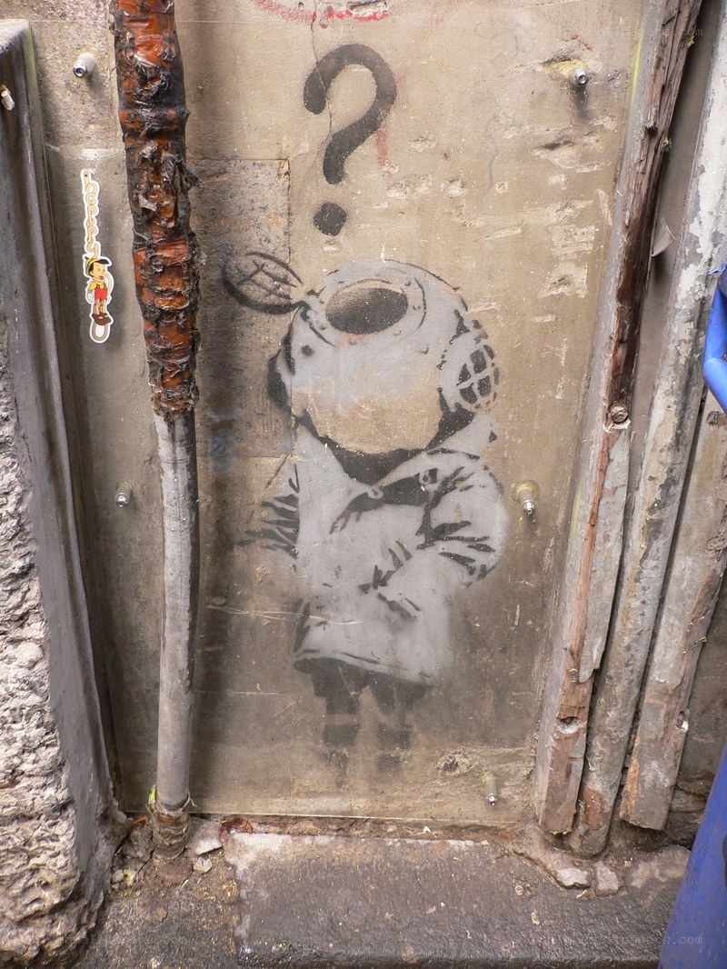 Banksy's diver stencil