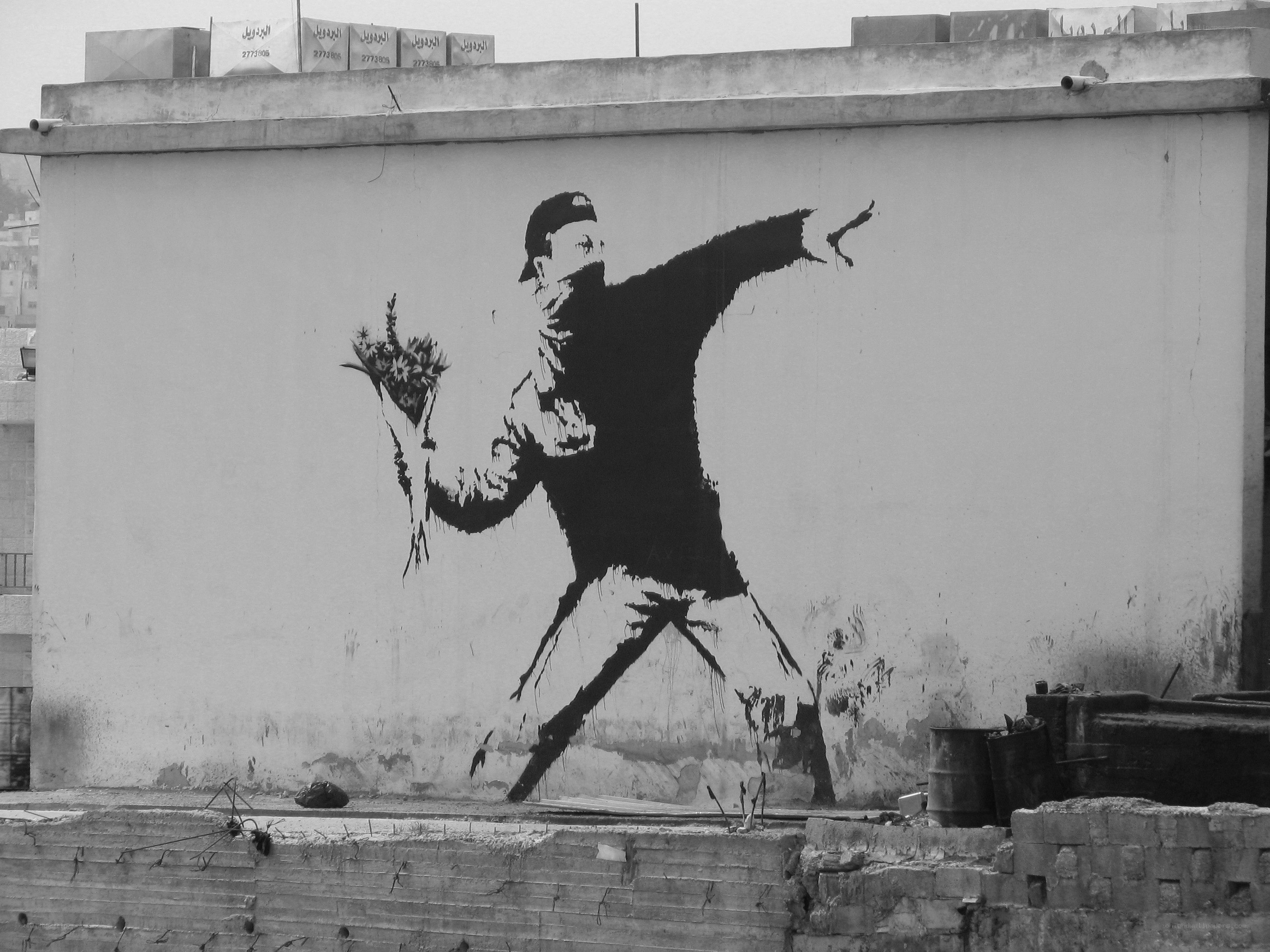 Banksy's Flower Thrower mural