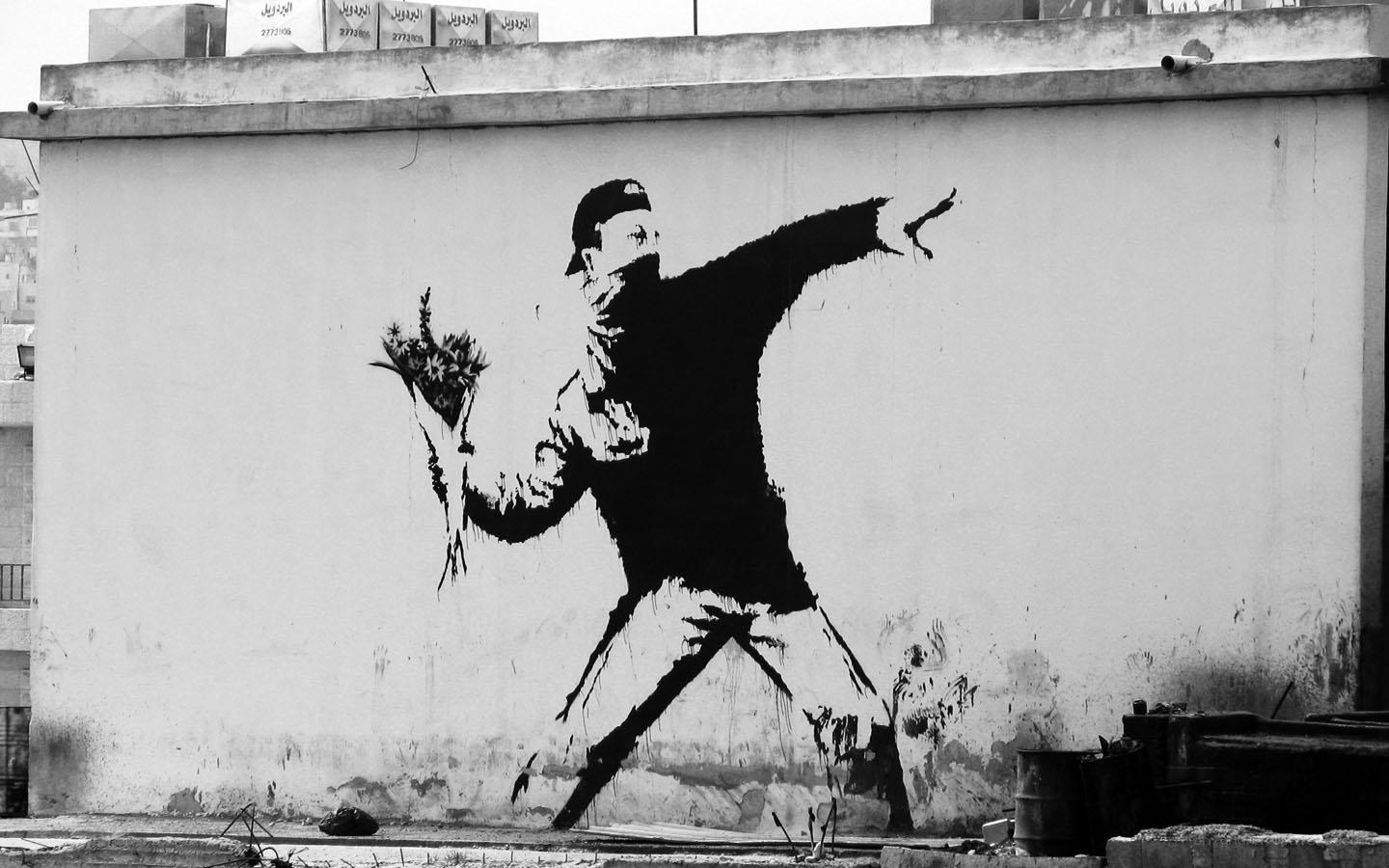 Banksy's Flower Thrower mural