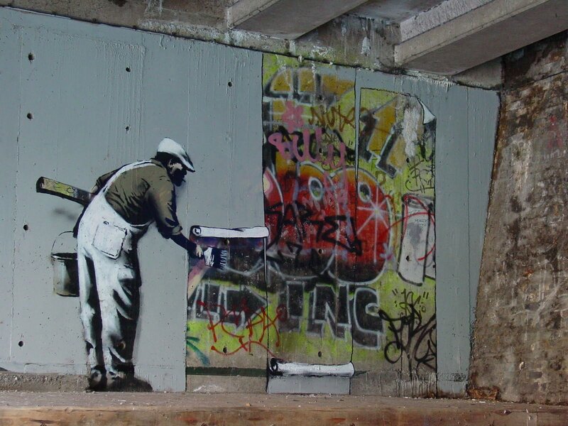 Banksy's graffiti artist mural