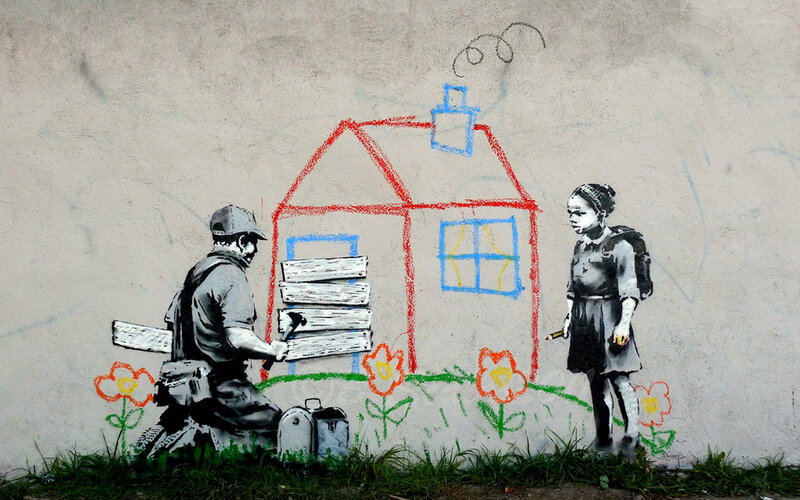 Banksy's Homeless Child Graffiti