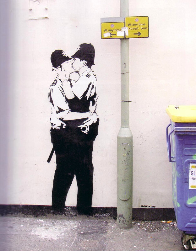 Banksy's kissing police officers