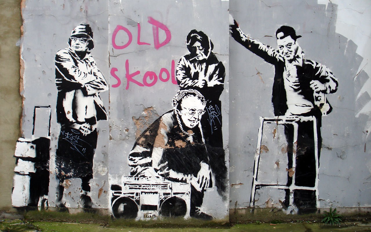 Banksy's Old Skool graffiti